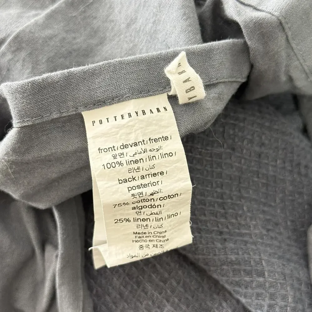 Pottery Barn Pillow Shams Set Of 3 Gray Cotton Linen Waffle Large Covers